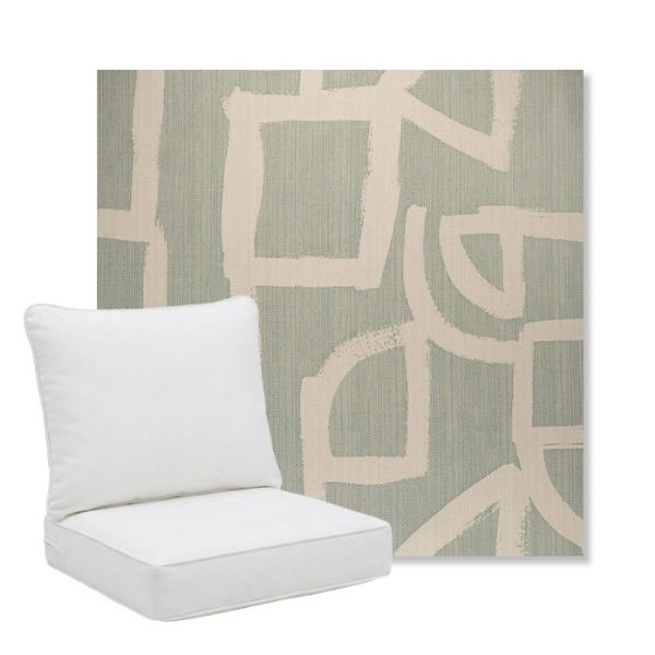 Picture of Brushstroke Duckegg | Pillow Back Deep Seating Outdoor Cushions - Sunbrella© Fabric