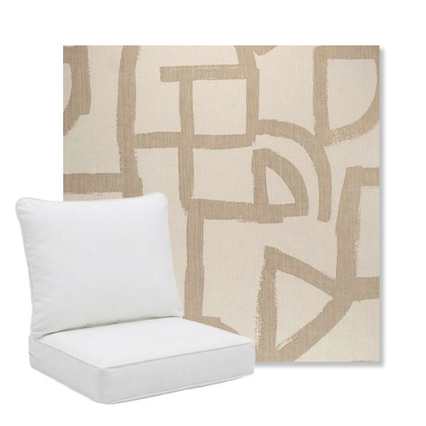 Picture of Brushstroke Stucco | Pillow Back Deep Seating Outdoor Cushions - Sunbrella© Fabric