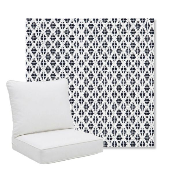 Picture of Detail Navy | Pillow Back Deep Seating Outdoor Cushions - Sunbrella© Fabric