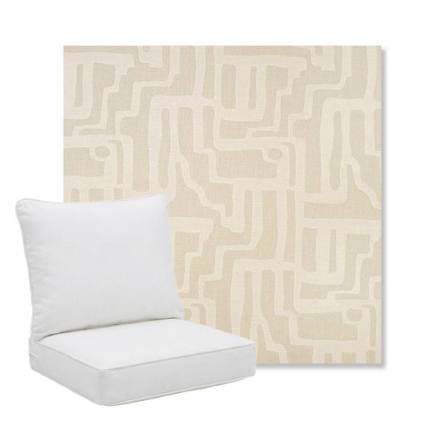 Picture of Escher Alabaster | Pillow Back Deep Seating Outdoor Cushions - Sunbrella© Fabric