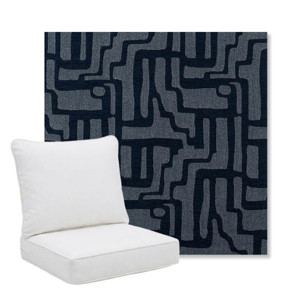 Picture of Escher Indigo | Pillow Back Deep Seating Outdoor Cushions - Sunbrella© Fabric