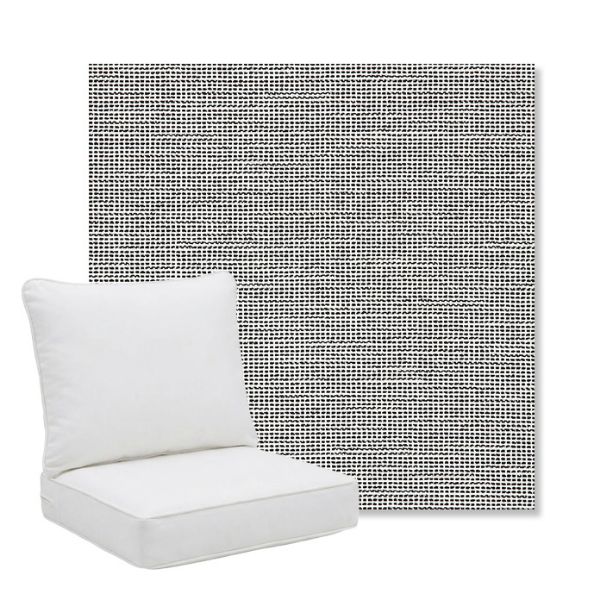 Picture of Kudos Newsprint | Pillow Back Deep Seating Outdoor Cushions - Sunbrella© Fabric