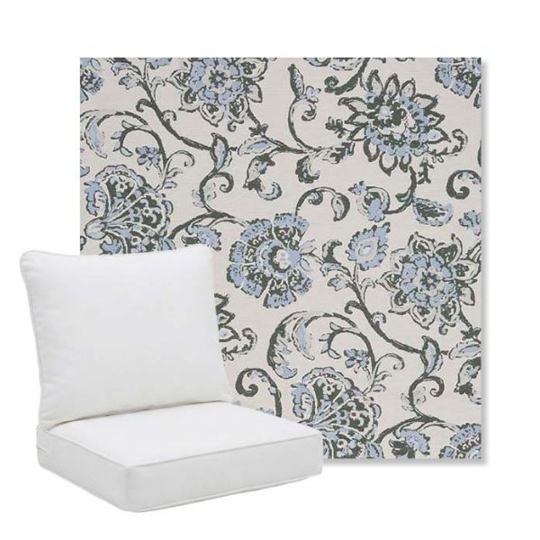 Picture of Martha Floral Periwinkle | Pillow Back Deep Seating Outdoor Cushions - Sunbrella© Fabric