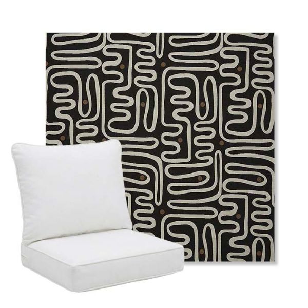 Picture of Nema Newsprint | Pillow Back Deep Seating Outdoor Cushions - Sunbrella© Fabric