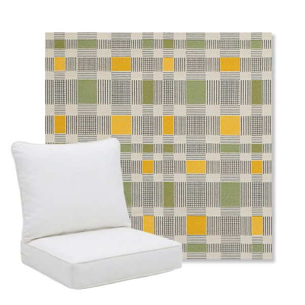 Picture of Rubix Lemon Lime | Pillow Back Deep Seating Outdoor Cushions - Sunbrella© Fabric