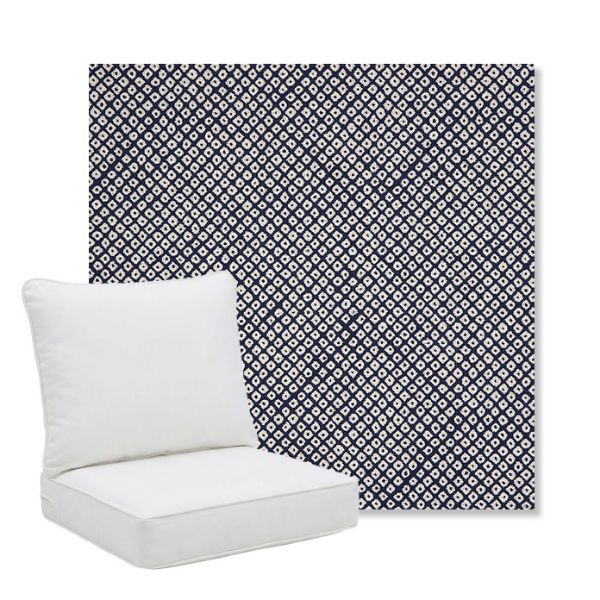 Picture of Shibori Indigo | Pillow Back Deep Seating Outdoor Cushions - Sunbrella© Fabric