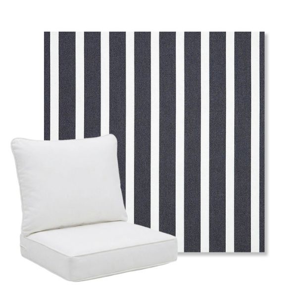 Picture of Shore Navy | Pillow Back Deep Seating Outdoor Cushions - Sunbrella© Fabric
