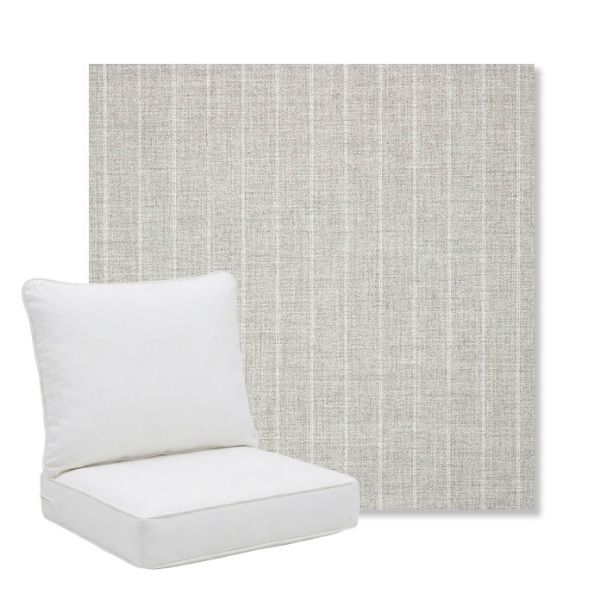 Picture of Ticking Fog | Pillow Back Deep Seating Outdoor Cushions - Sunbrella© Fabric