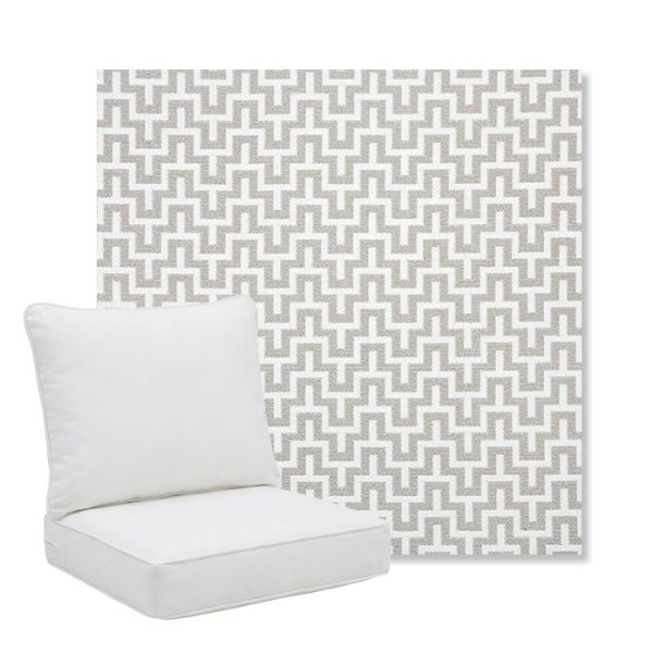 Picture of Underline Dove | Pillow Back Deep Seating Outdoor Cushions - Sunbrella© Fabric