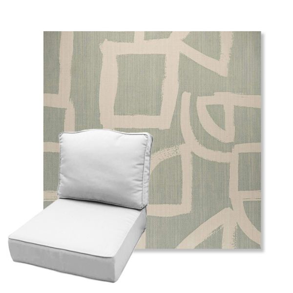 Picture of Brushstroke Duckegg | Estate Back Deep Seating Outdoor Cushions - Sunbrella© Fabric
