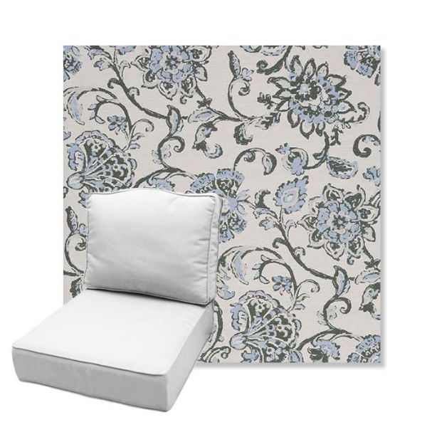 Picture of Martha Floral Periwinkle | Estate Back Deep Seating Outdoor Cushions - Sunbrella© Fabric