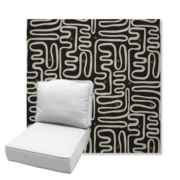 Picture of Nema Newsprint | Estate Back Deep Seating Outdoor Cushions - Sunbrella© Fabric