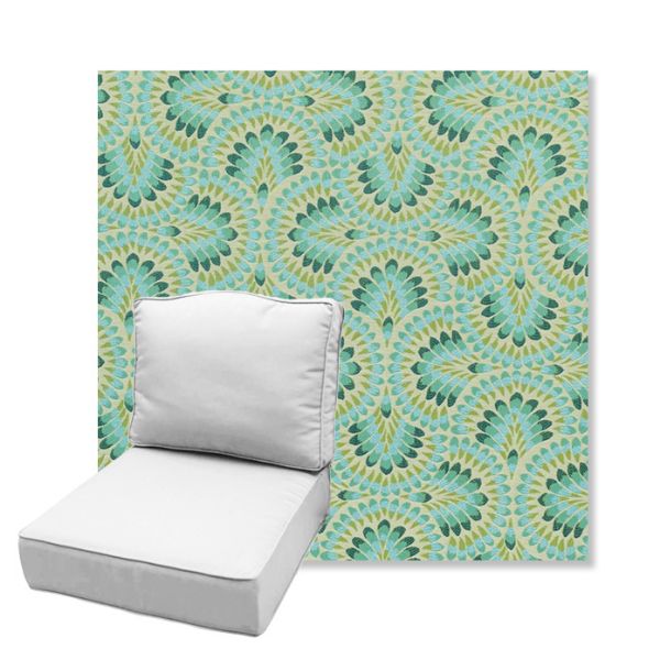 Picture of Plume Peacock | Estate Back Deep Seating Outdoor Cushions - Sunbrella© Fabric