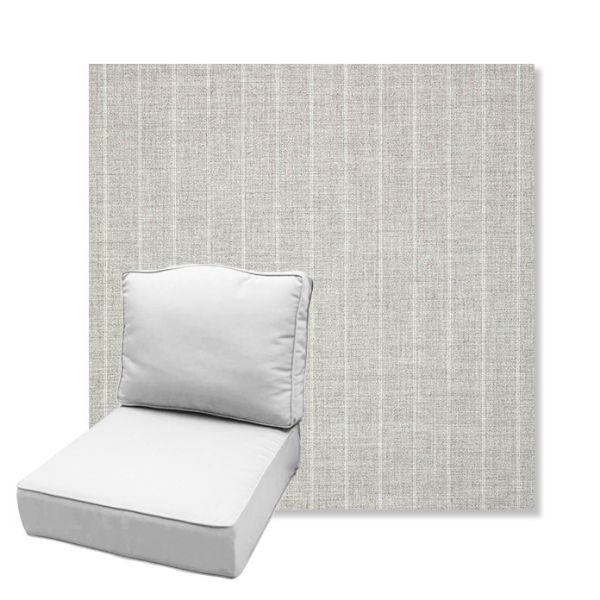 Picture of Ticking Fog | Estate Back Deep Seating Outdoor Cushions - Sunbrella© Fabric