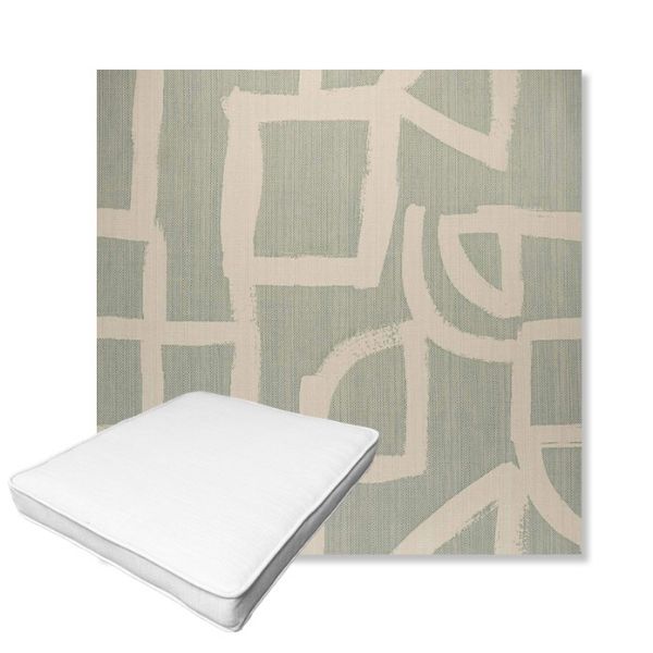 Picture of Brushstroke Duckegg | Boxed Outdoor Dining Chair Seat Cushions - Sunbrella© Fabric
