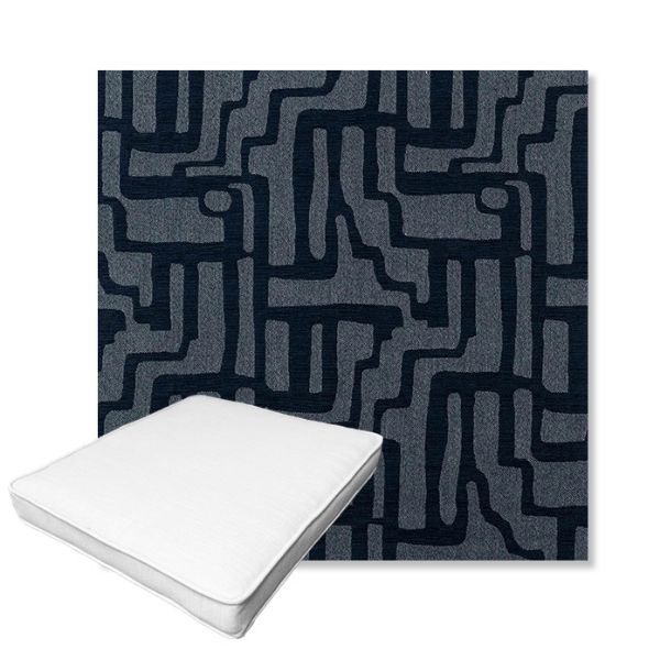 Picture of Escher Indigo | Boxed Outdoor Dining Chair Seat Cushions - Sunbrella© Fabric