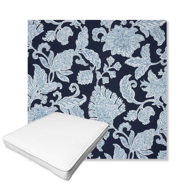 Picture of Floral Song Navy | Boxed Outdoor Dining Chair Seat Cushions - Sunbrella© Fabric