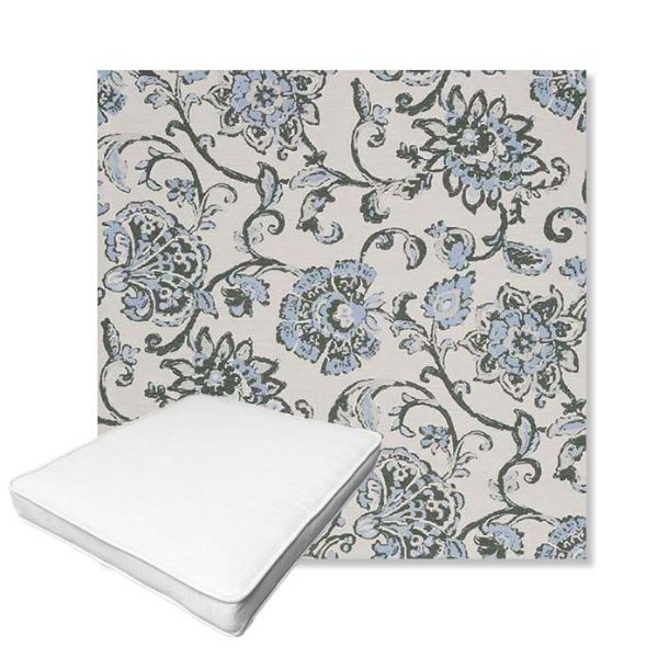 Picture of Martha Floral Periwinkle | Boxed Outdoor Dining Chair Seat Cushions - Sunbrella© Fabric