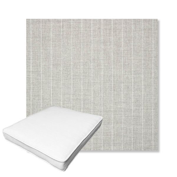Picture of Ticking Fog | Boxed Outdoor Dining Chair Seat Cushions - Sunbrella© Fabric