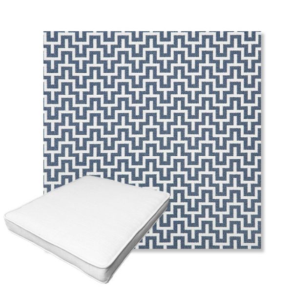 Picture of Underline Denim | Boxed Outdoor Dining Chair Seat Cushions - Sunbrella© Fabric