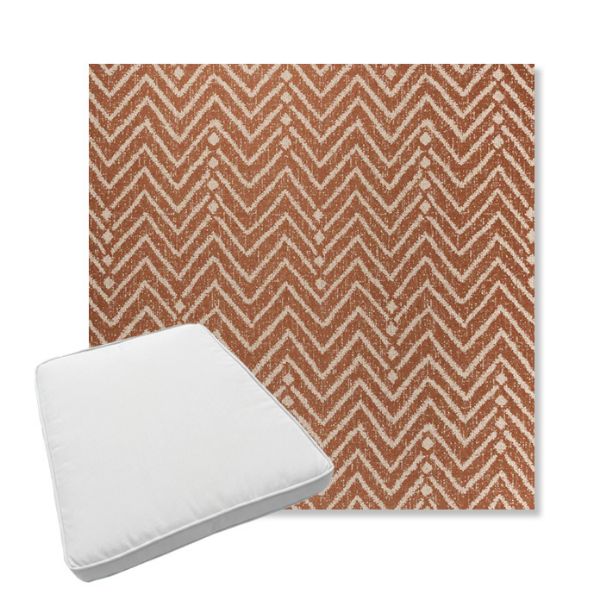 Picture of Argo Clay | Boxed Trapezoid Outdoor Dining Chair Seat Cushions - Sunbrella© Fabric