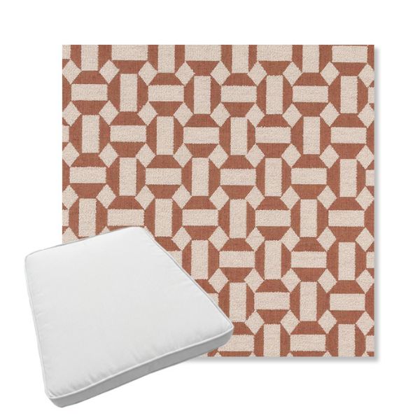 Picture of Assemble Clay | Boxed Trapezoid Outdoor Dining Chair Seat Cushions - Sunbrella© Fabric