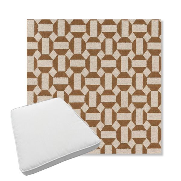 Picture of Assemble Teak | Boxed Trapezoid Outdoor Dining Chair Seat Cushions - Sunbrella© Fabric