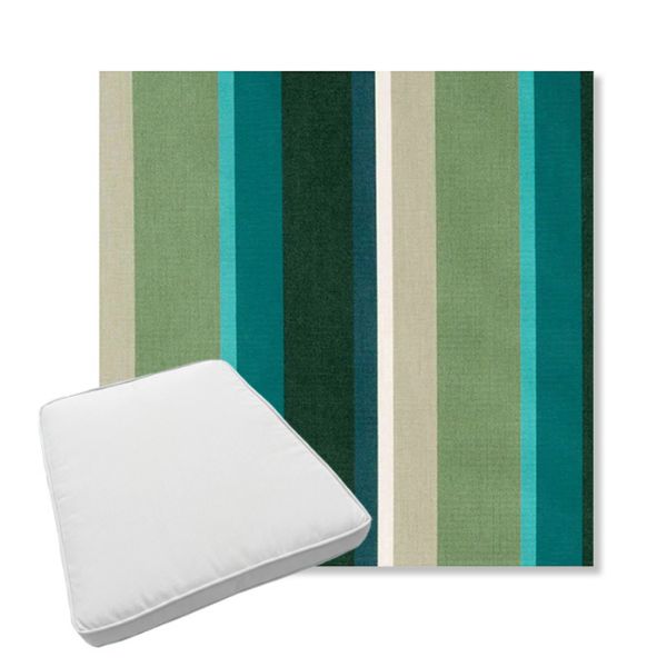 Picture of Beaming Lagoon | Boxed Trapezoid Outdoor Dining Chair Seat Cushions - Sunbrella© Fabric