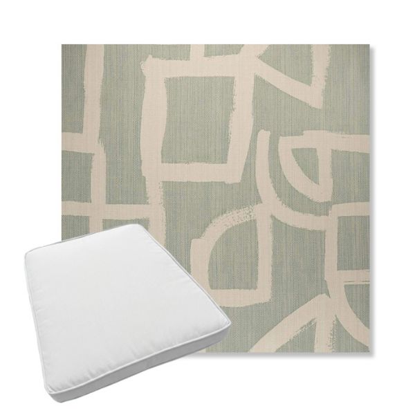 Picture of Brushstroke Duckegg | Boxed Trapezoid Outdoor Dining Chair Seat Cushions - Sunbrella© Fabric