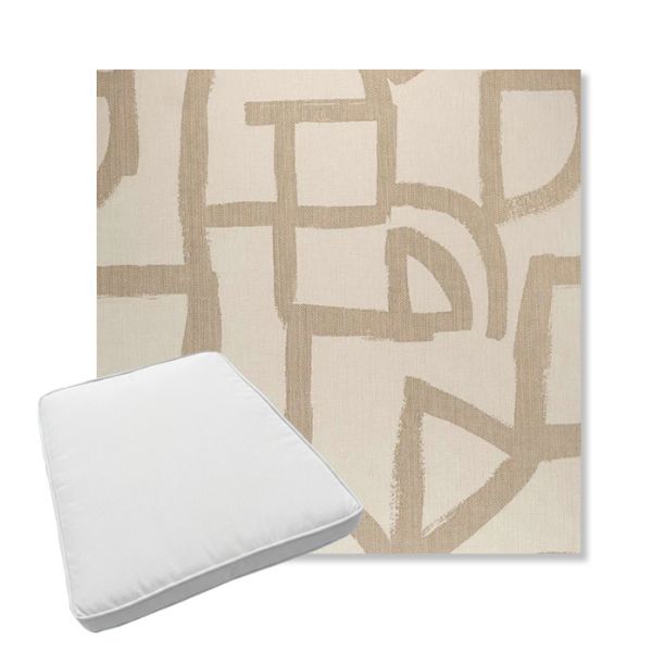 Picture of Brushstroke Stucco | Boxed Trapezoid Outdoor Dining Chair Seat Cushions - Sunbrella© Fabric