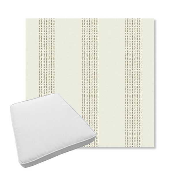 Picture of Caper Linen | Boxed Trapezoid Outdoor Dining Chair Seat Cushions - Sunbrella© Fabric