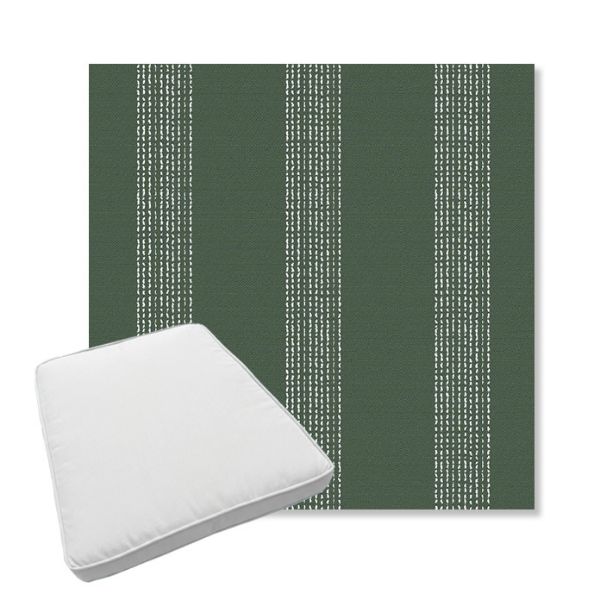Picture of Caper Moss | Boxed Trapezoid Outdoor Dining Chair Seat Cushions - Sunbrella© Fabric