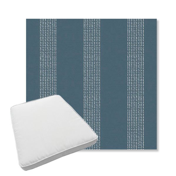 Picture of Caper Slate | Boxed Trapezoid Outdoor Dining Chair Seat Cushions - Sunbrella© Fabric