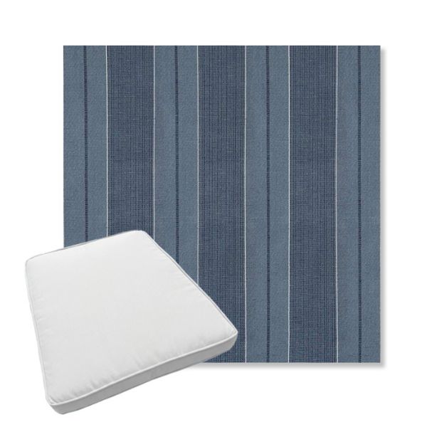 Picture of Carlo Denim | Boxed Trapezoid Outdoor Dining Chair Seat Cushions - Sunbrella© Fabric