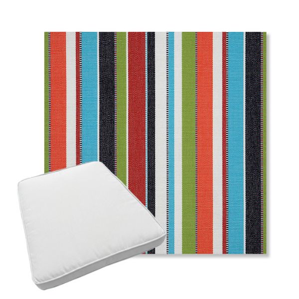 Picture of Carousel Confetti | Boxed Trapezoid Outdoor Dining Chair Seat Cushions - Sunbrella© Fabric