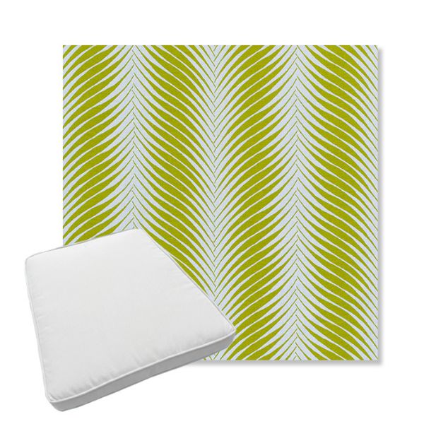 Picture of Clock Out Frond | Boxed Trapezoid Outdoor Dining Chair Seat Cushions - Sunbrella© Fabric