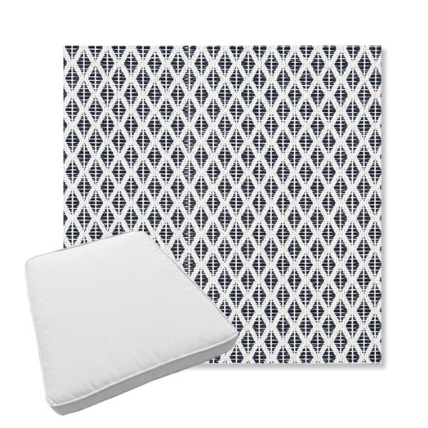 Picture of Detail Navy | Boxed Trapezoid Outdoor Dining Chair Seat Cushions - Sunbrella© Fabric