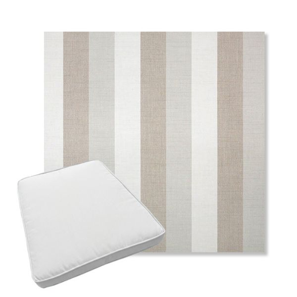 Picture of Direction Linen | Boxed Trapezoid Outdoor Dining Chair Seat Cushions - Sunbrella© Fabric