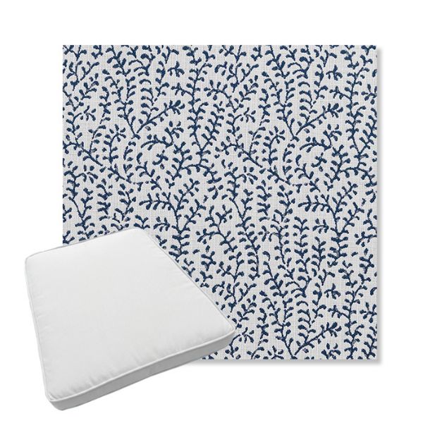 Picture of Eberly Peacock | Boxed Trapezoid Outdoor Dining Chair Seat Cushions - Sunbrella© Fabric