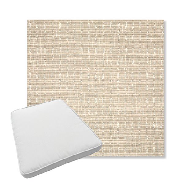 Picture of Embrace Linen | Boxed Trapezoid Outdoor Dining Chair Seat Cushions - Sunbrella© Fabric