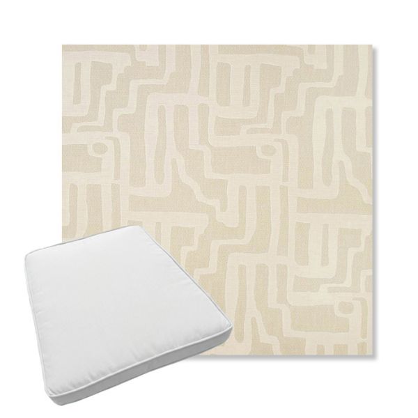 Picture of Escher Alabaster | Boxed Trapezoid Outdoor Dining Chair Seat Cushions - Sunbrella© Fabric