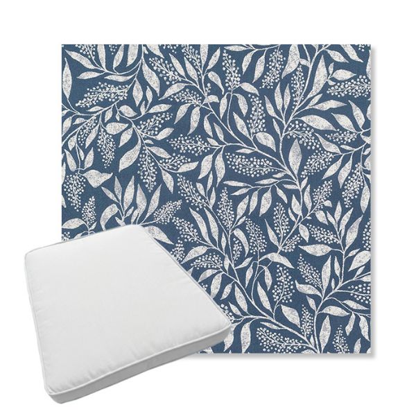 Picture of Exquisite Indigo | Boxed Trapezoid Outdoor Dining Chair Seat Cushions - Sunbrella© Fabric