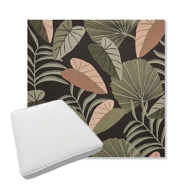 Picture of Fernie Midnight Garden | Boxed Trapezoid Outdoor Dining Chair Seat Cushions - Sunbrella© Fabric