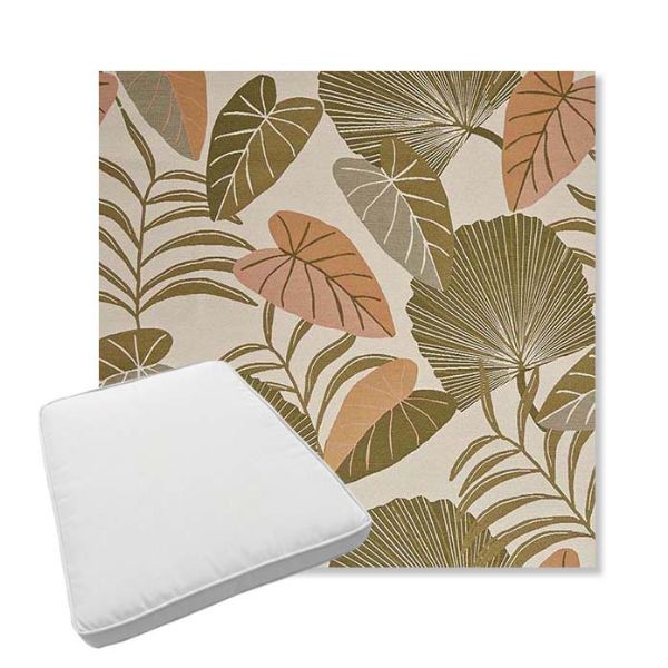 Picture of Fernie Mimosa | Boxed Trapezoid Outdoor Dining Chair Seat Cushions - Sunbrella© Fabric