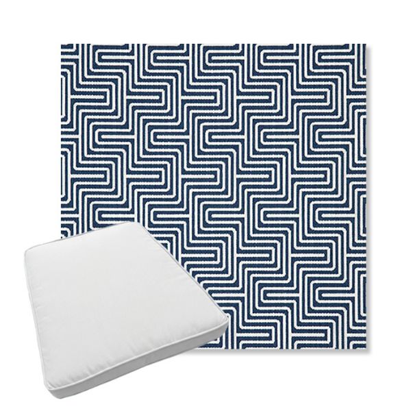 Picture of Figure Indigo | Boxed Trapezoid Outdoor Dining Chair Seat Cushions - Sunbrella© Fabric