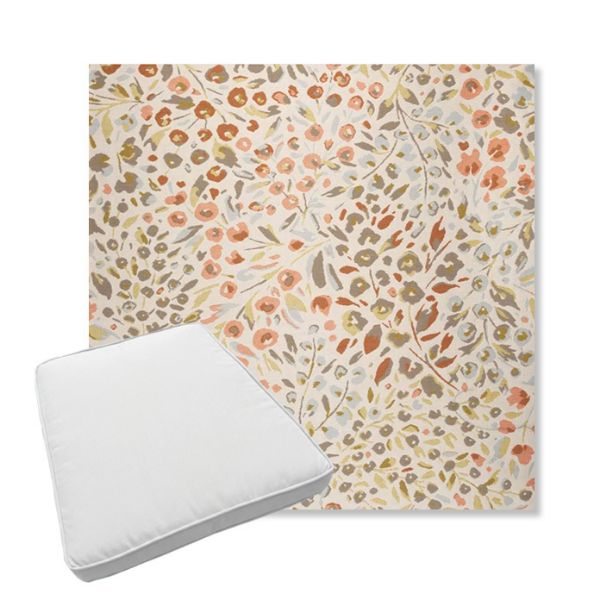 Picture of Flora Sunset | Boxed Trapezoid Outdoor Dining Chair Seat Cushions - Sunbrella© Fabric