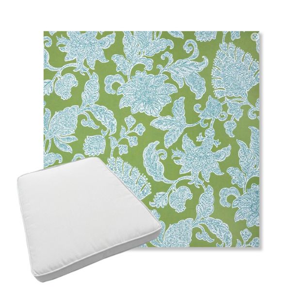 Picture of Floral Song Spring | Boxed Trapezoid Outdoor Dining Chair Seat Cushions - Sunbrella© Fabric