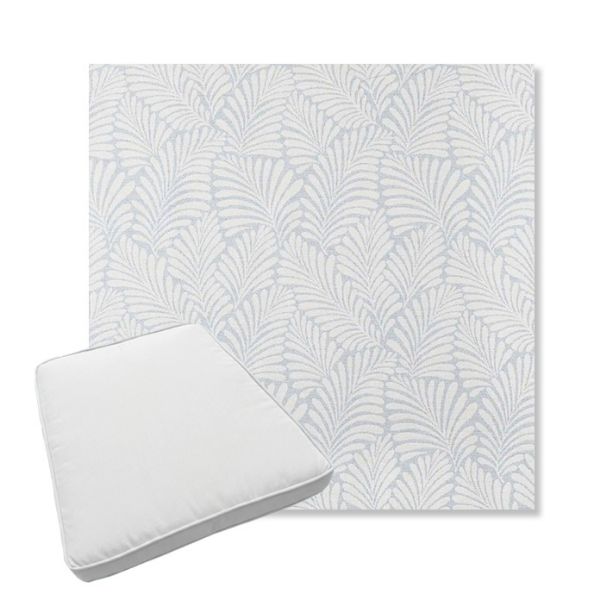 Picture of Frond Sky | Boxed Trapezoid Outdoor Dining Chair Seat Cushions - Sunbrella© Fabric
