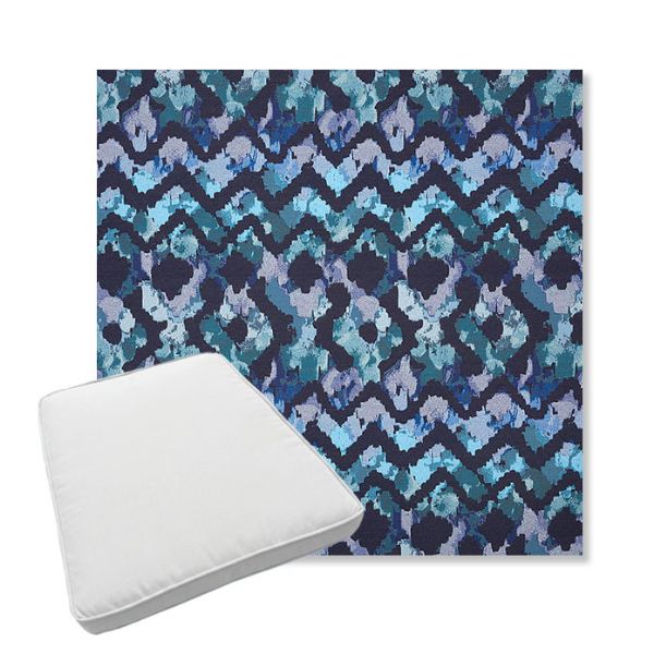 Picture of Inga Waterscape | Boxed Trapezoid Outdoor Dining Chair Seat Cushions - Sunbrella© Fabric