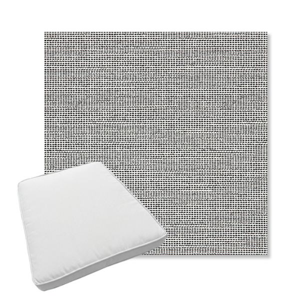 Picture of Kudos Newsprint | Boxed Trapezoid Outdoor Dining Chair Seat Cushions - Sunbrella© Fabric